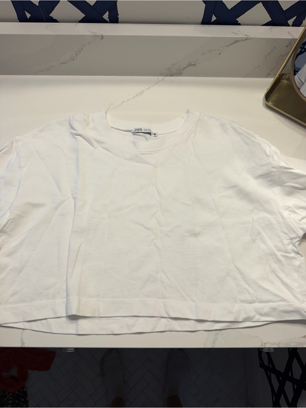 ZARA White Crewneck Tee